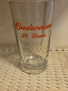 Budweiser St. Louis MO Pint Beer Glass Heavyweight Bottom Embossed Since 1876